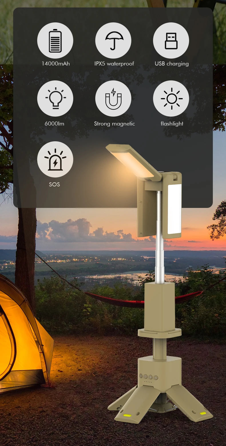 OpenAir™ Сamping lamp telescopic, folding, battery 14000 mAh