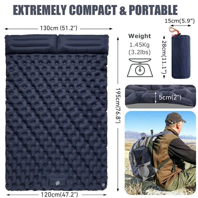 OpenAir™ Double air mattress with pillow and built-in pump