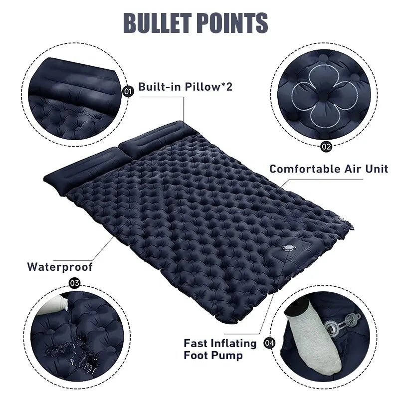 OpenAir™ Double air mattress with pillow and built-in pump